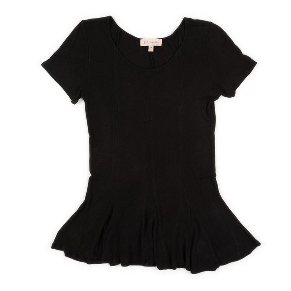 PHILOSOPHY black short sleeve ribbed stretch minidress size M - Picture 1 of 5